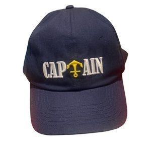 Men's Captain's Baseball Cap Navy Blue with White & Yellow Embroidery